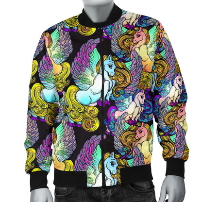 Unicorn With Wings Print Pattern Men Bomber Jacket
