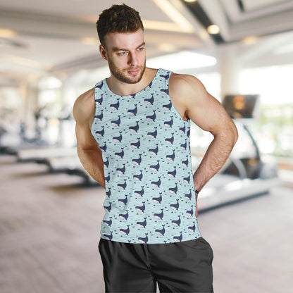 Whale Cute Design Themed Print Men Tank Top