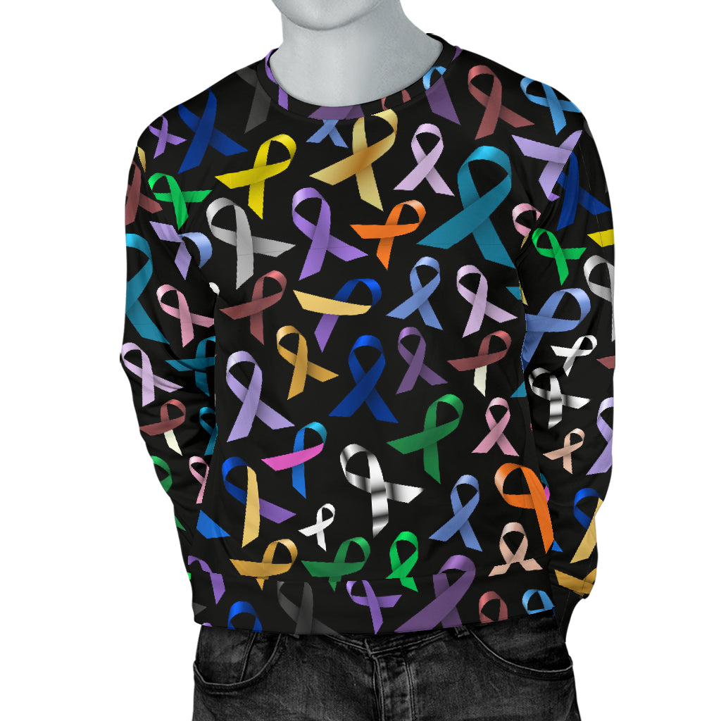 Breast Cancer Awareness Colorful Print Men Long Sleeve Sweatshirt