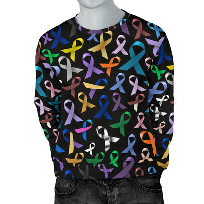 Breast Cancer Awareness Colorful Print Men Long Sleeve Sweatshirt