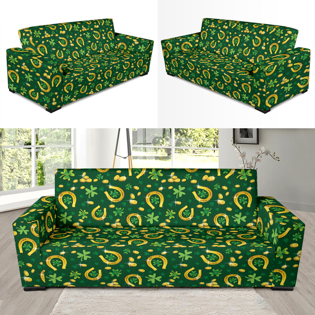 Shamrock Horse Shoes Saint Patrick's Day Print Design LKS307 Sofa Slipcover