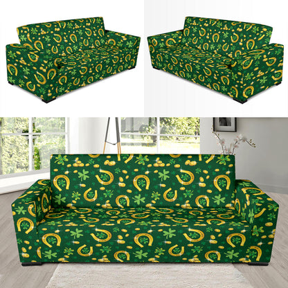 Shamrock Horse Shoes Saint Patrick's Day Print Design LKS307 Sofa Slipcover