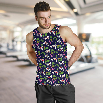 Koi Carp Pattern Design Themed Print Men Tank Top