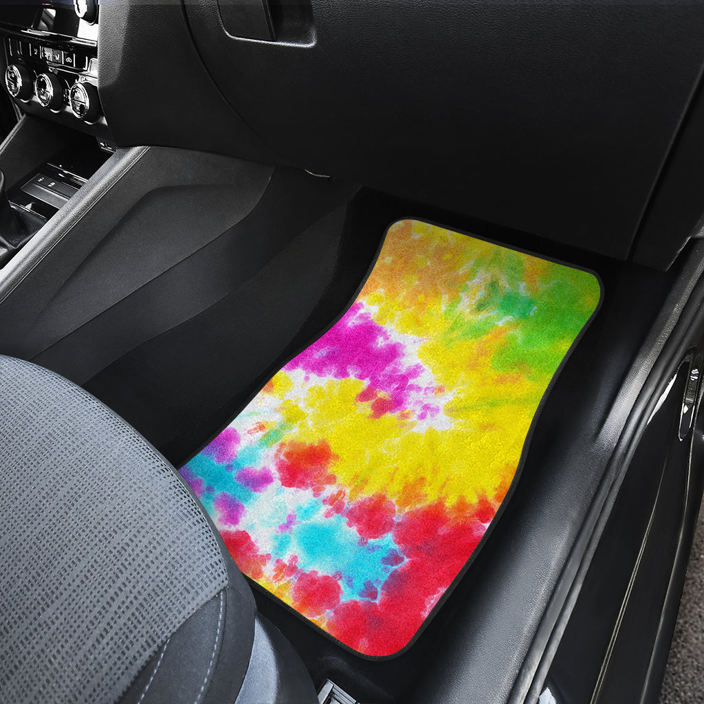 Tie Dye Rainbow Themed Print Car Floor Mats Front Back