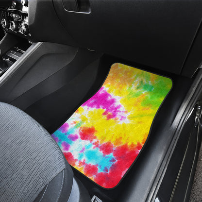Tie Dye Rainbow Themed Print Car Floor Mats Front Back