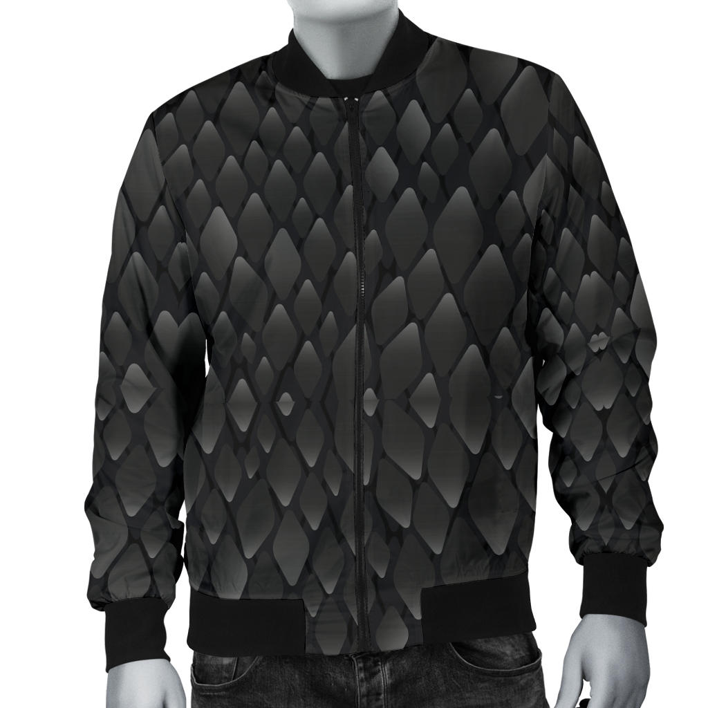Snake Skin Black Print Men Bomber Jacket