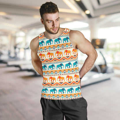 Elephant Aztec Ethnic Print Pattern Men Tank Top