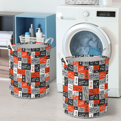 Music Note Design Themed Print Laundry Basket