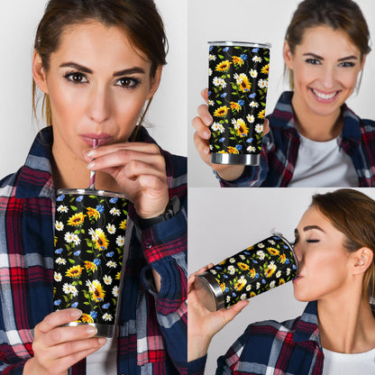Sunflower Chamomile Bright Color Print  Tumbler