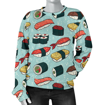 Sushi Pattern Design Women Long Sleeve Sweatshirt