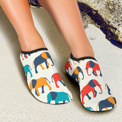 Elephant Colorful Print Pattern Aqua Water Shoes