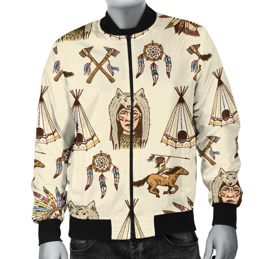 Native Indian Pattern Design Print Men Bomber Jacket