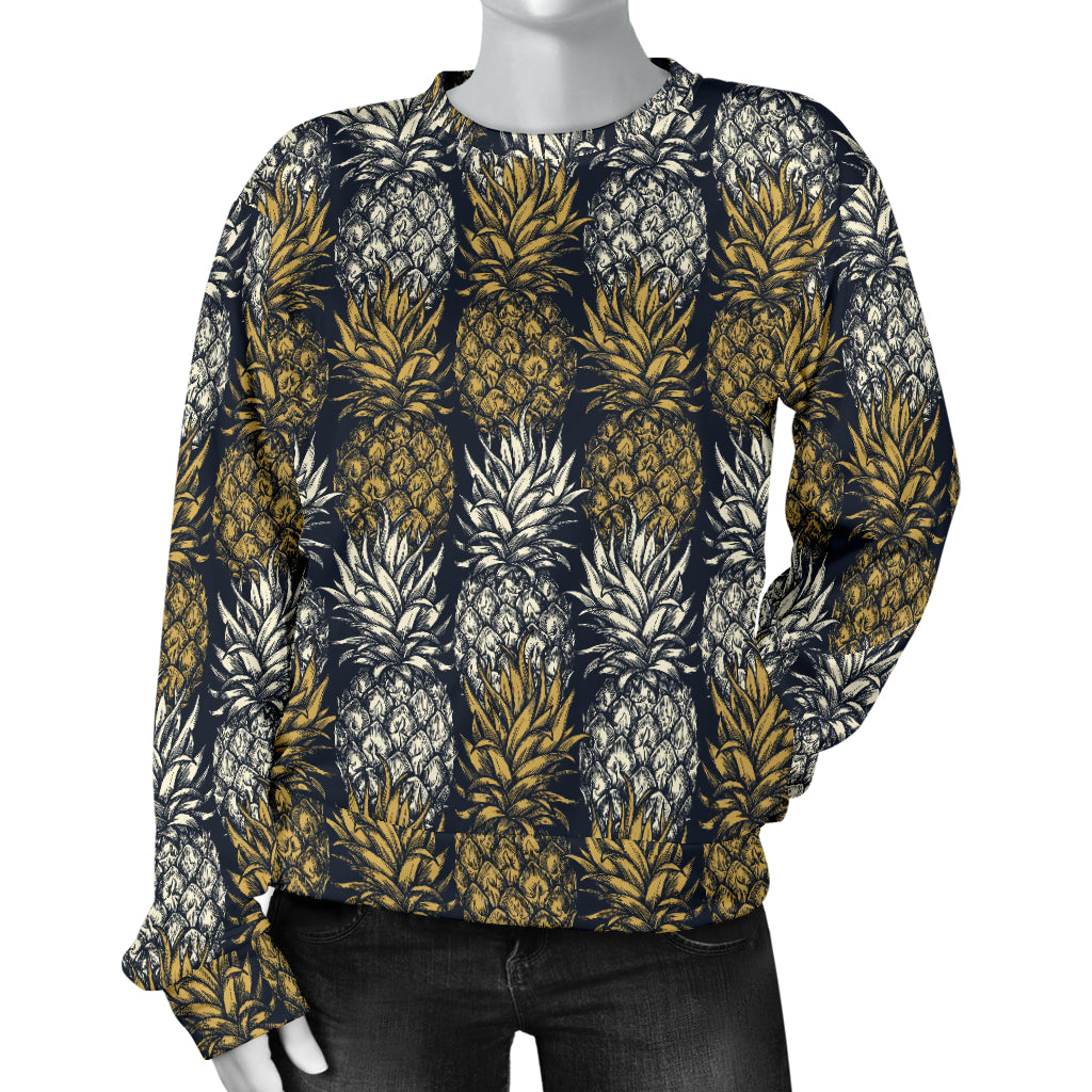 Pineapple Print Design Pattern Women Long Sleeve Sweatshirt