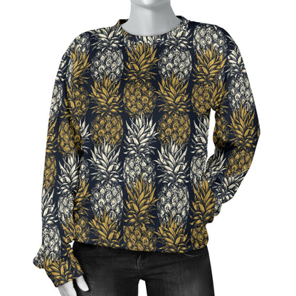 Pineapple Print Design Pattern Women Long Sleeve Sweatshirt