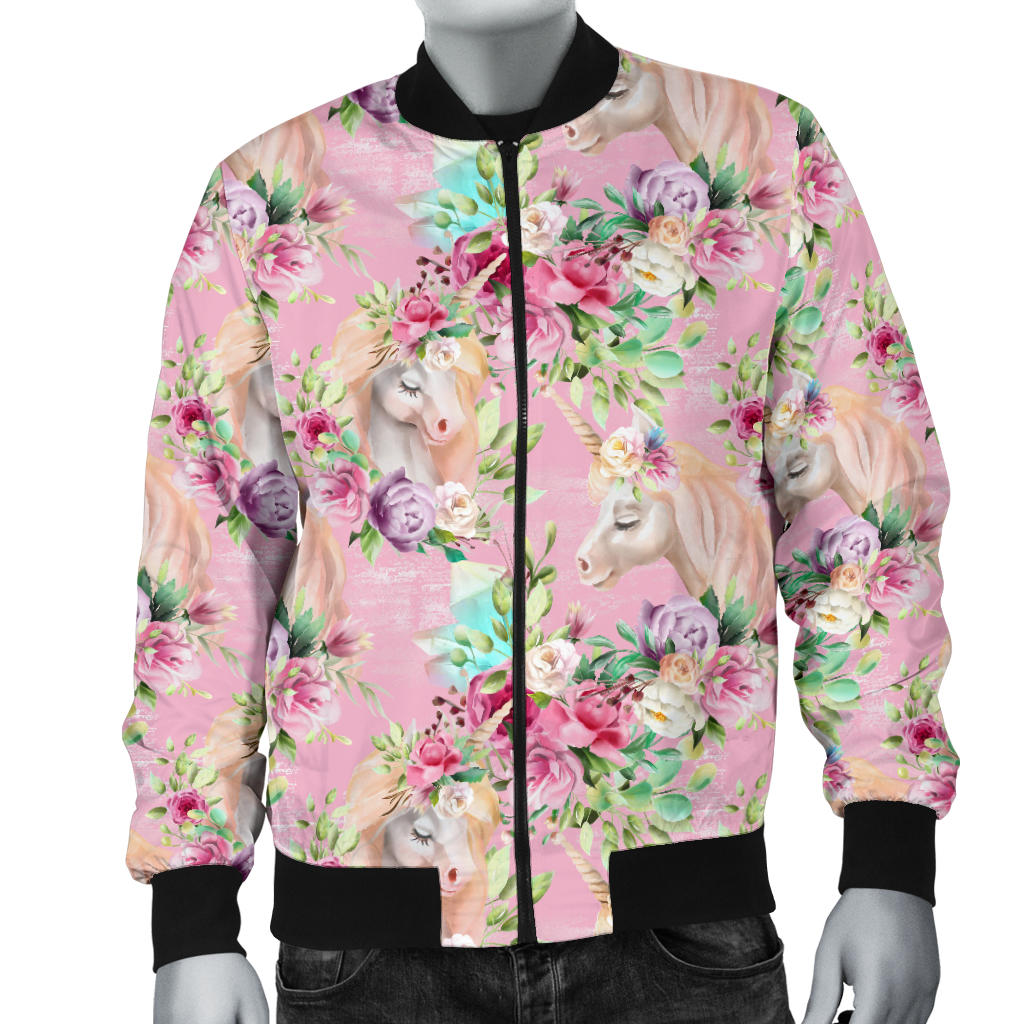 Unicorn Princess with Rose Men Bomber Jacket
