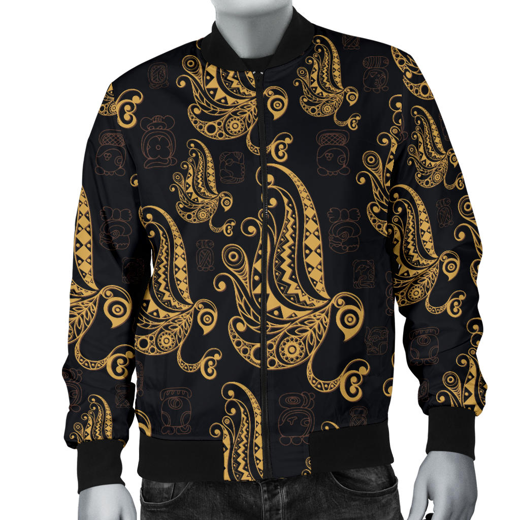 Owl Tribal Polynesian Design Print Men Bomber Jacket
