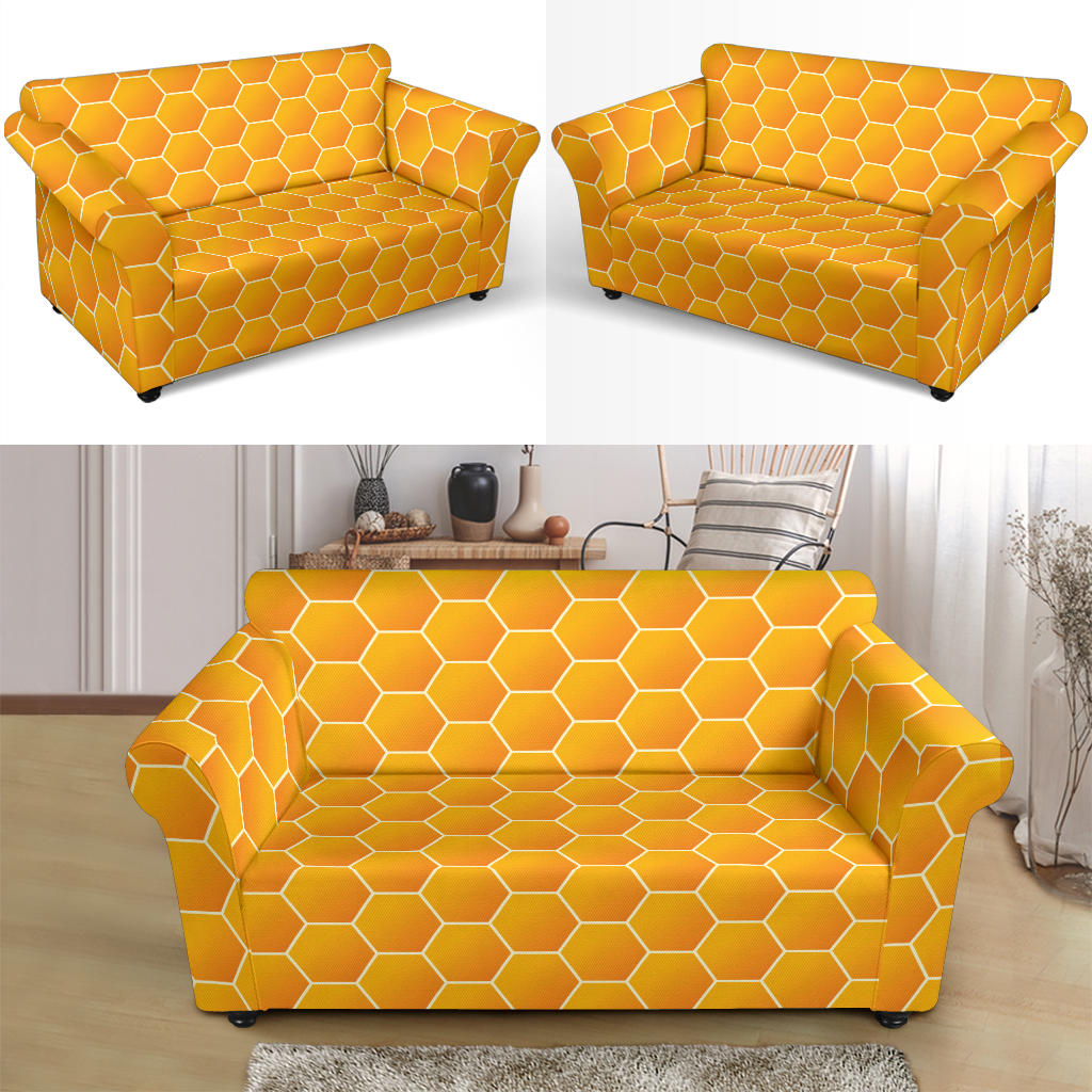 Honey Bee Honeycomb Print Design LKS3011 Loveseat Couch Slipcover