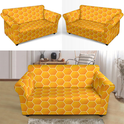 Honey Bee Honeycomb Print Design LKS3011 Loveseat Couch Slipcover
