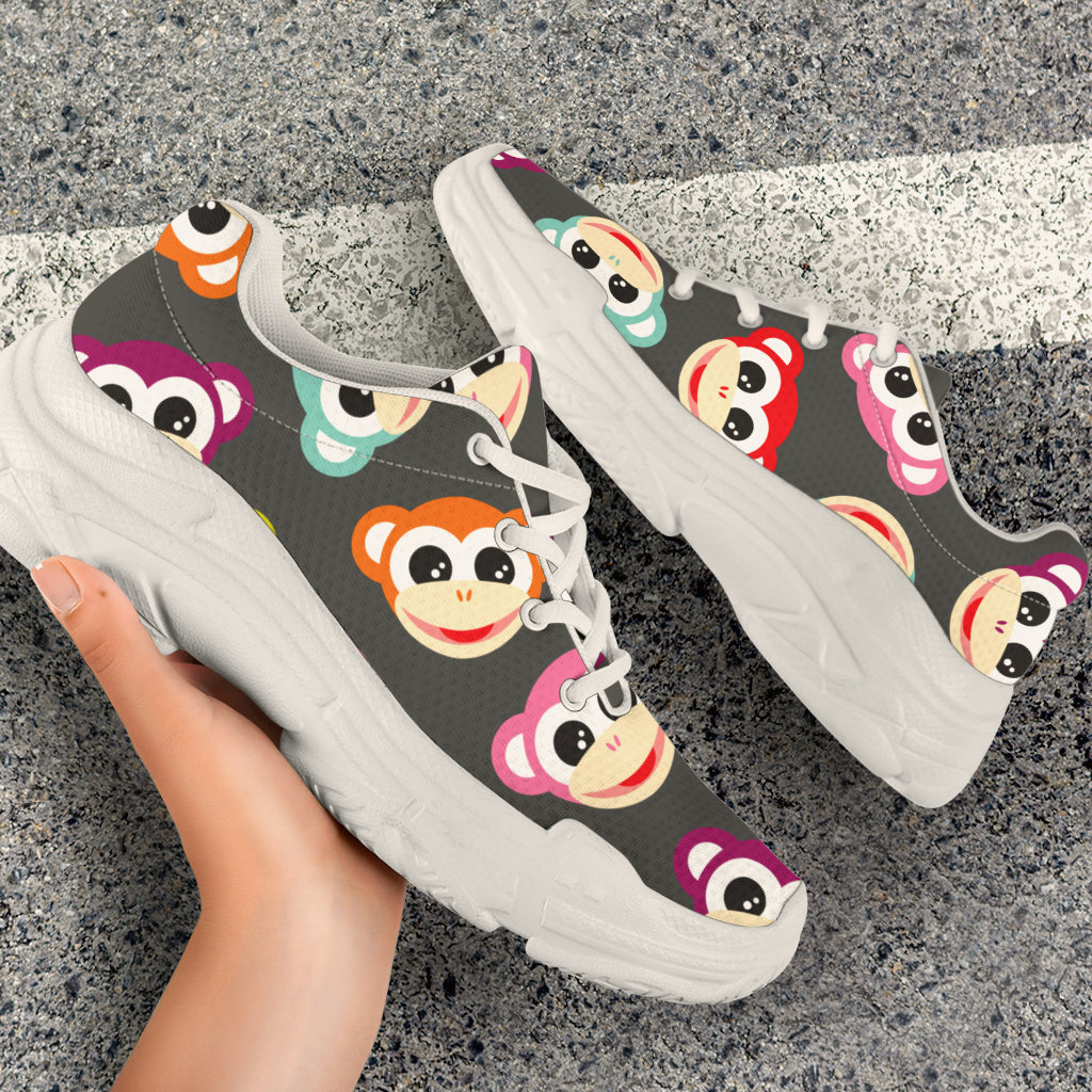 Monkey Head Design Themed Print Chunky Sneakers