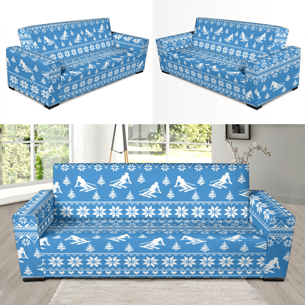 Ski Knit Pattern Print Design LKS302 Sofa Slipcover