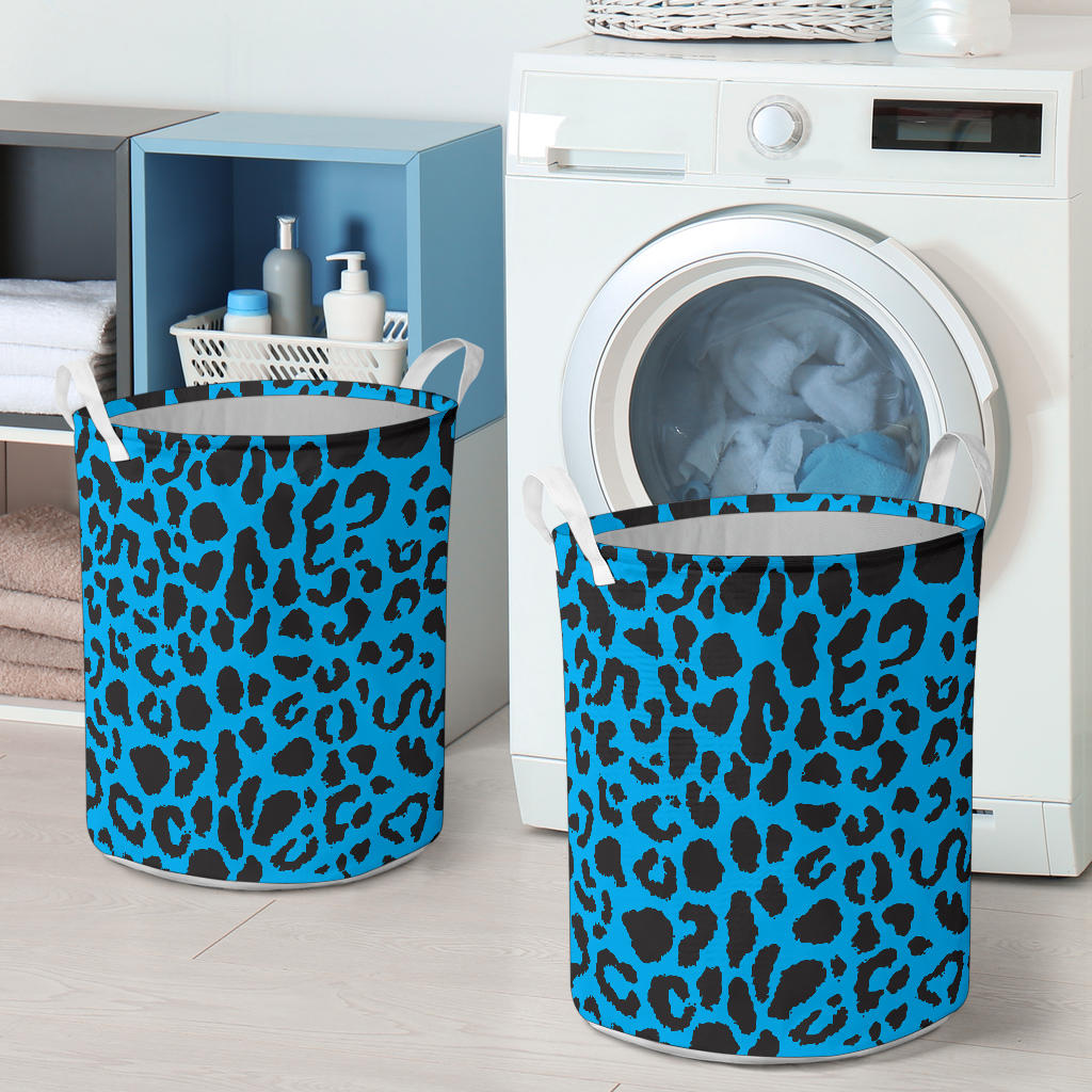 Cheetah Blue Print Pattern Laundry Basket
