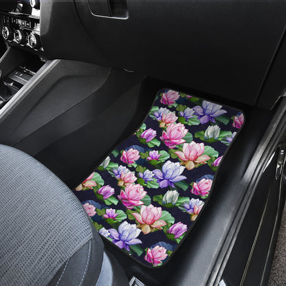 Lotus Flower Print Design Car Floor Mats Front Back