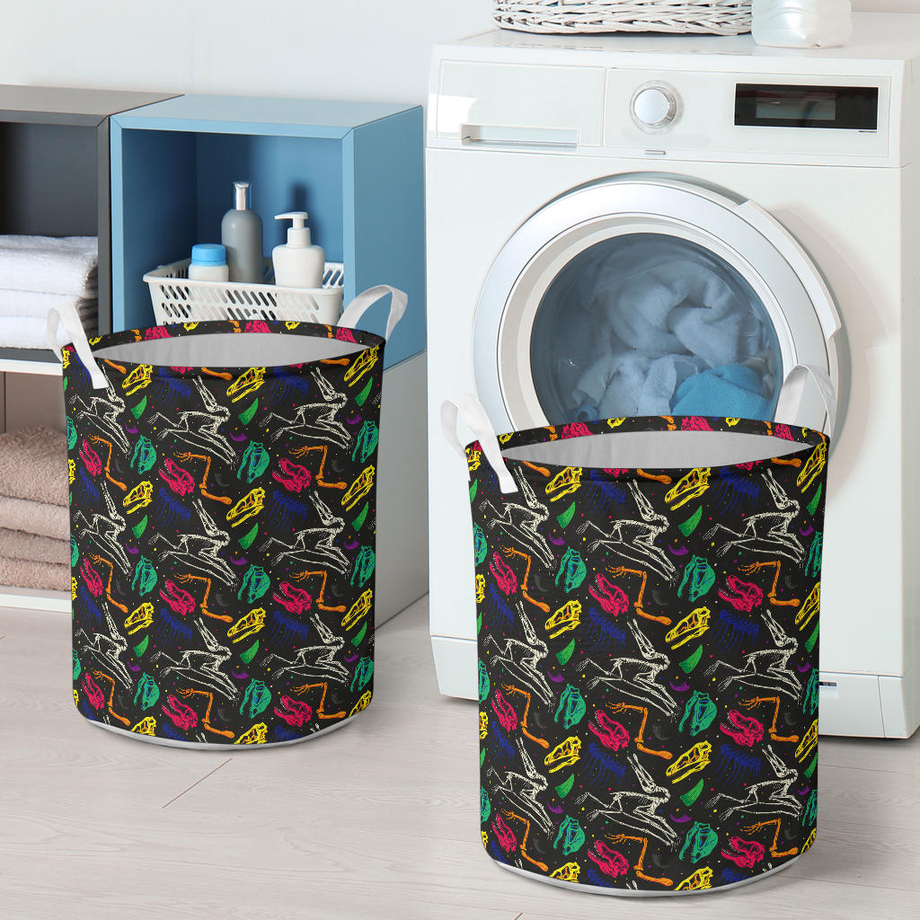 Dinosaur Skull Color Print Pattern Laundry Basket