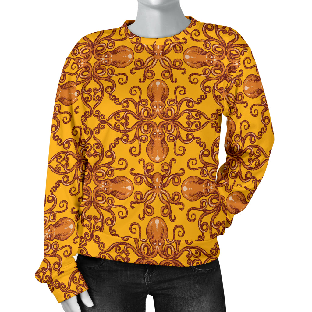 Octopus Background Design Print Women Long Sleeve Sweatshirt