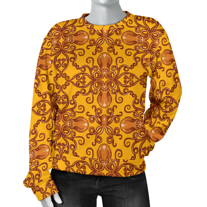 Octopus Background Design Print Women Long Sleeve Sweatshirt
