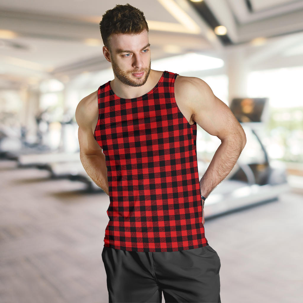 Red Black Buffalo Tartan Plaid Pattern Men Tank Top