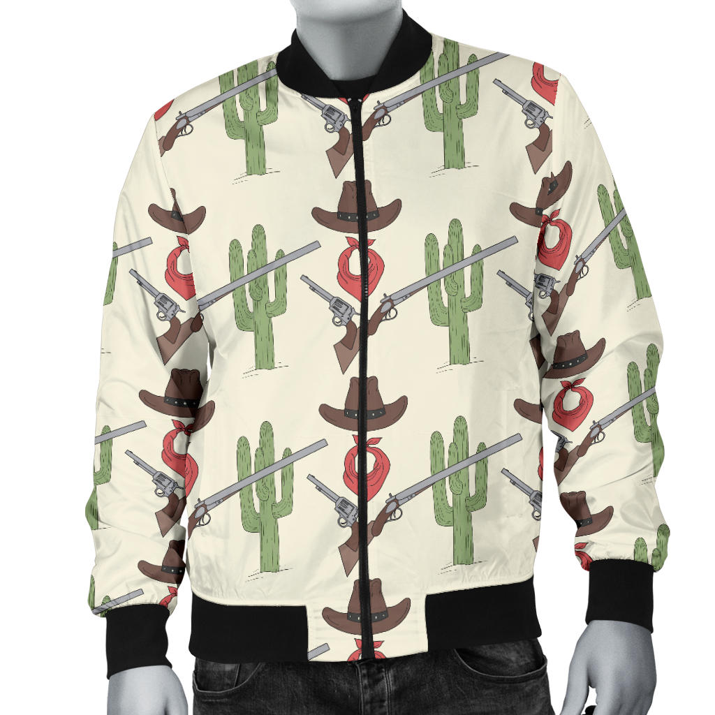Western Cowboy Print Men Bomber Jacket