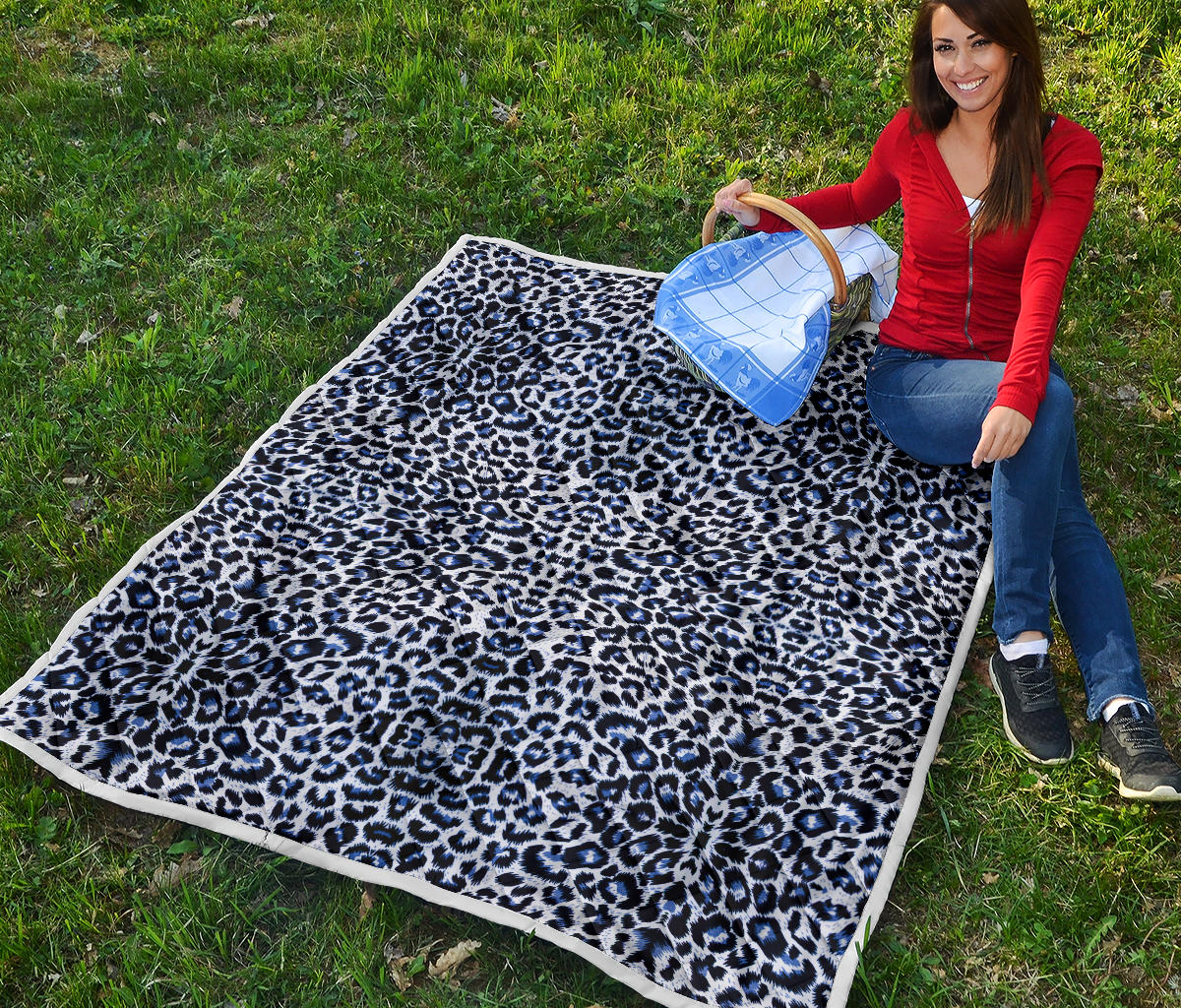 Leopard Blue Skin Print Quilt Bedspread