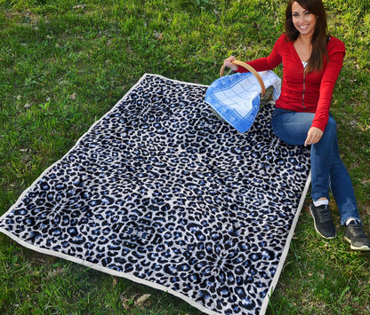 Leopard Blue Skin Print Quilt Bedspread