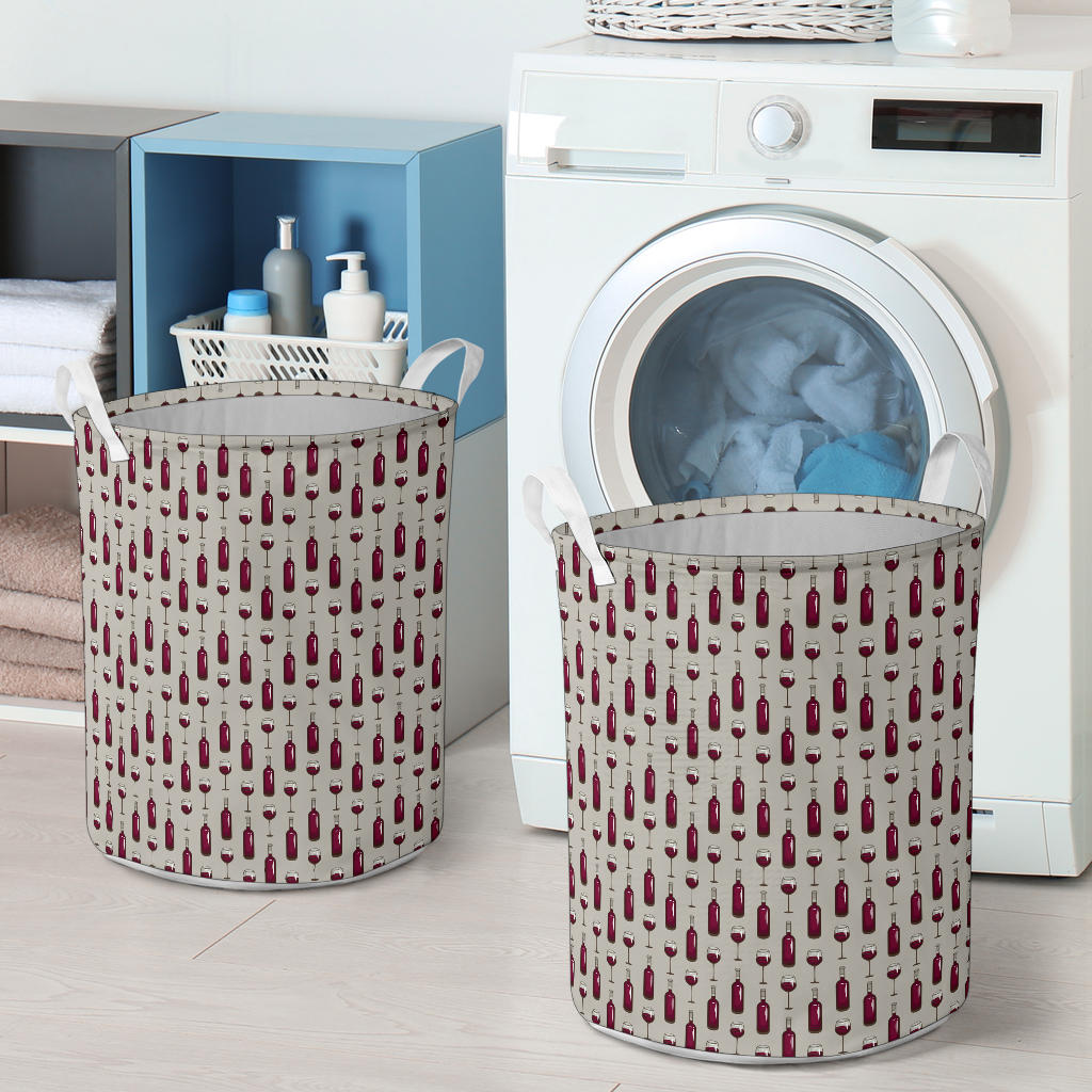 Wine Bottle Pattern Print Laundry Basket