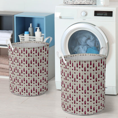 Wine Bottle Pattern Print Laundry Basket