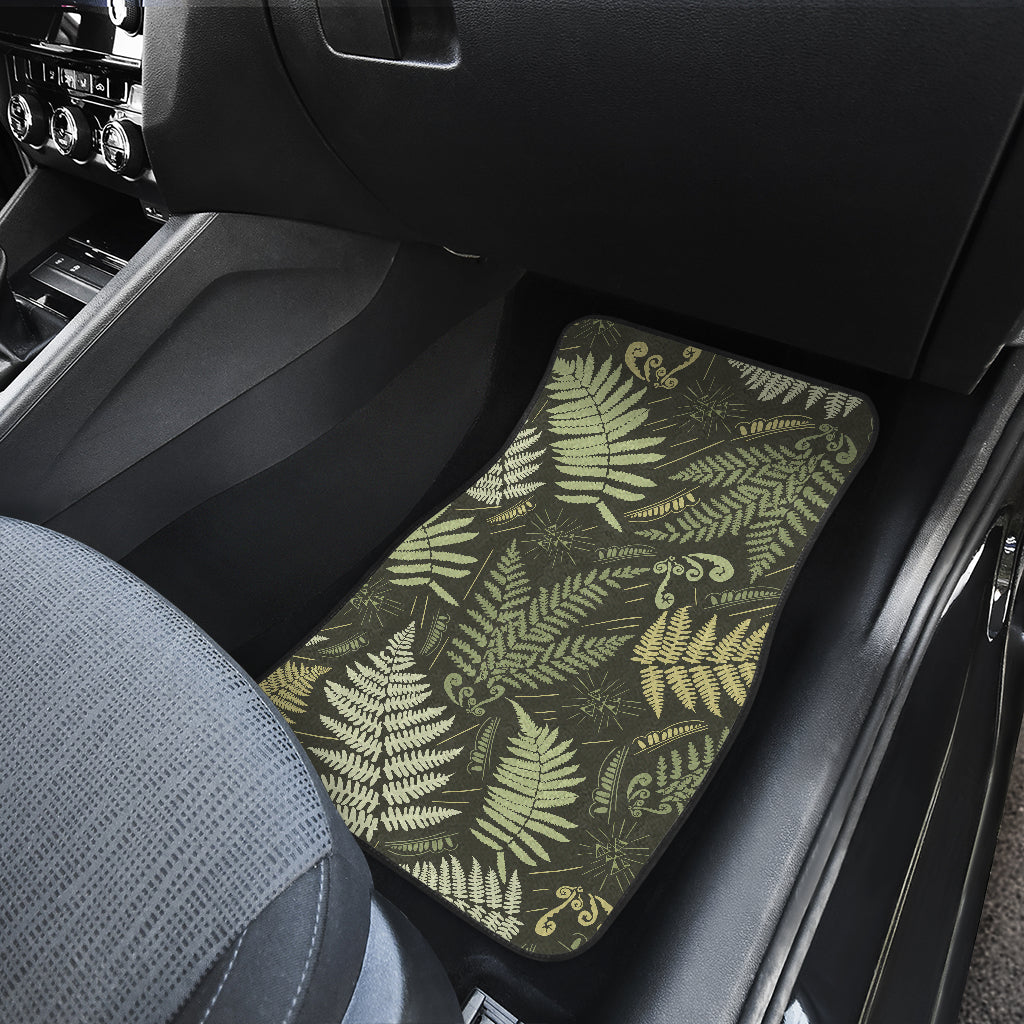 Fern Leave Green Print Pattern Car Floor Mats Front Back