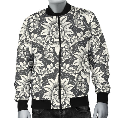 Damask Elegant Print Pattern Men Bomber Jacket