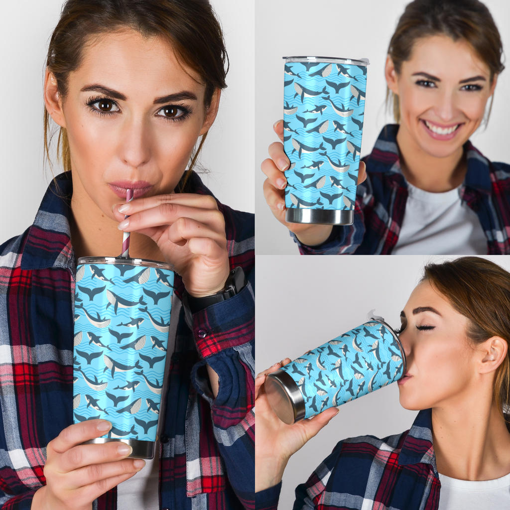 Whale Pattern Design Themed Print Tumbler