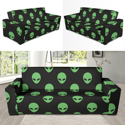 Alien Green Neon Pattern Print Design 01 Sofa Slipcover