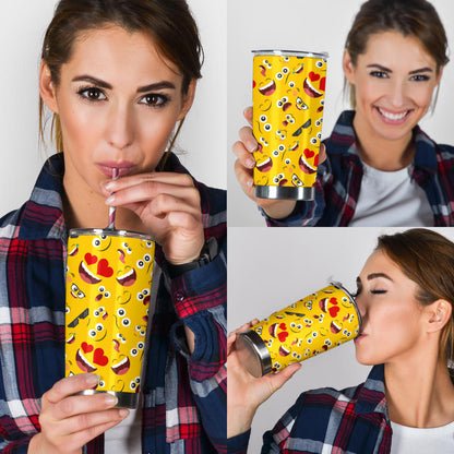 Emoji Face Print Pattern Tumbler