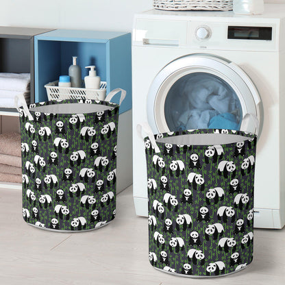 Panda Bear Bamboo Themed Print Laundry Basket