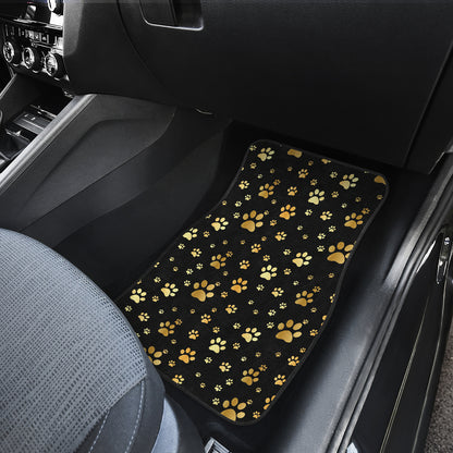 Paw Gold Print Car Floor Mats Front Back
