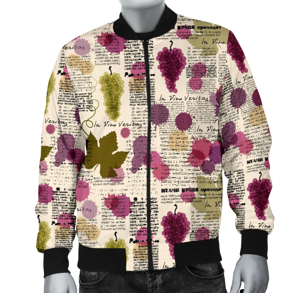 Wine Style Design Print Men Bomber Jacket