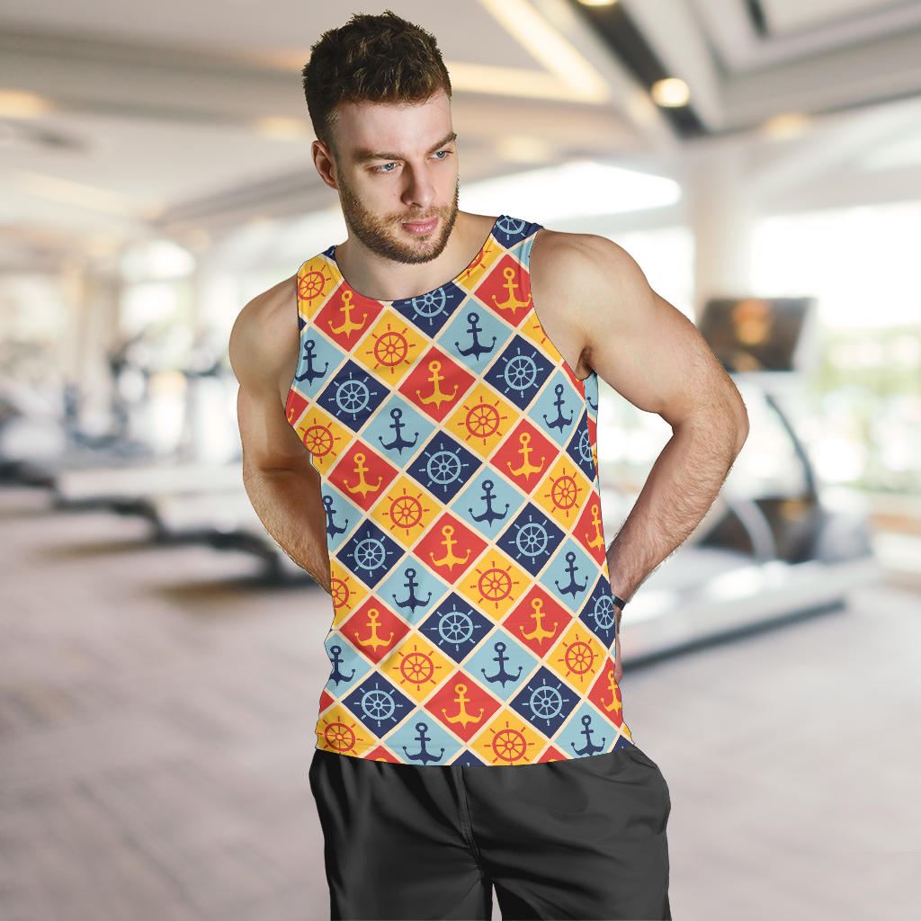 Nautical Pattern Design Themed Print Men Tank Top