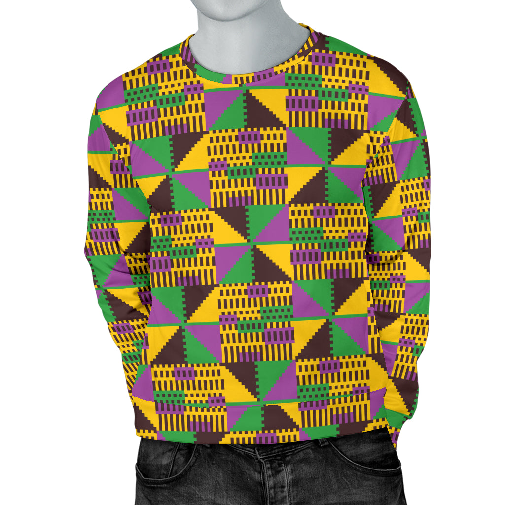 Kente Triangle Design African Print Men Long Sleeve Sweatshirt