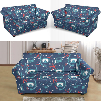 Scuba Equipment Print Design LKS302 Loveseat Couch Slipcover