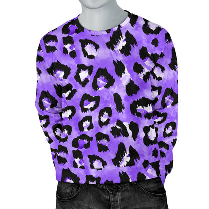 Leopard Purple Skin Print Men Long Sleeve Sweatshirt