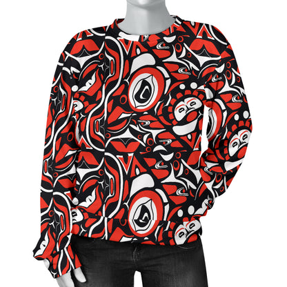 Native North American Themed Print Women Long Sleeve Sweatshirt