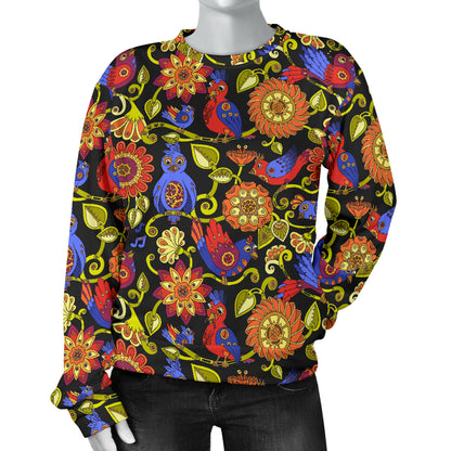 Steampunk Bird Design Themed Print Women Long Sleeve Sweatshirt