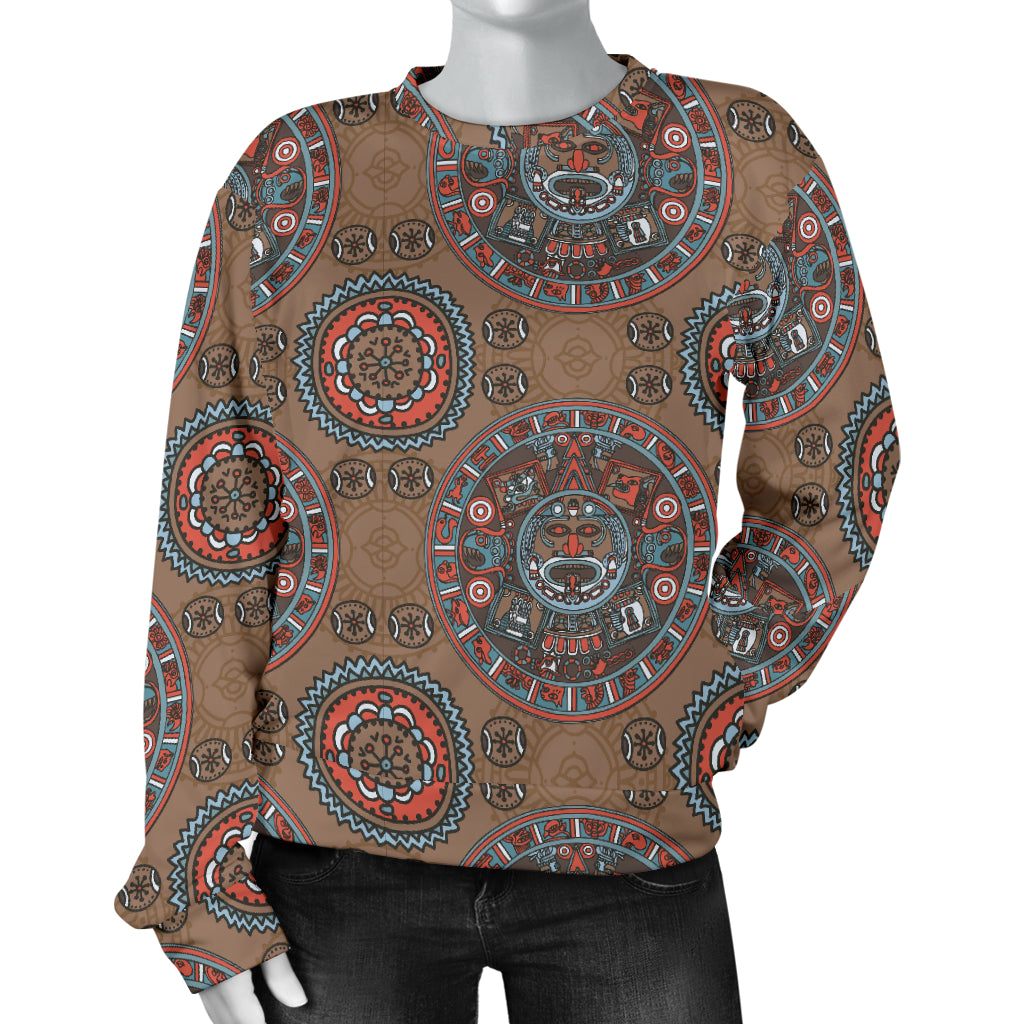 Calendar Aztec Design Print Pattern Women Long Sleeve Sweatshirt